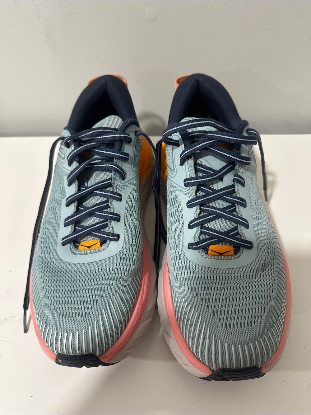 Hoka One One Light Blue Navy Pink Orange Women's Athletic Shoes 8.5